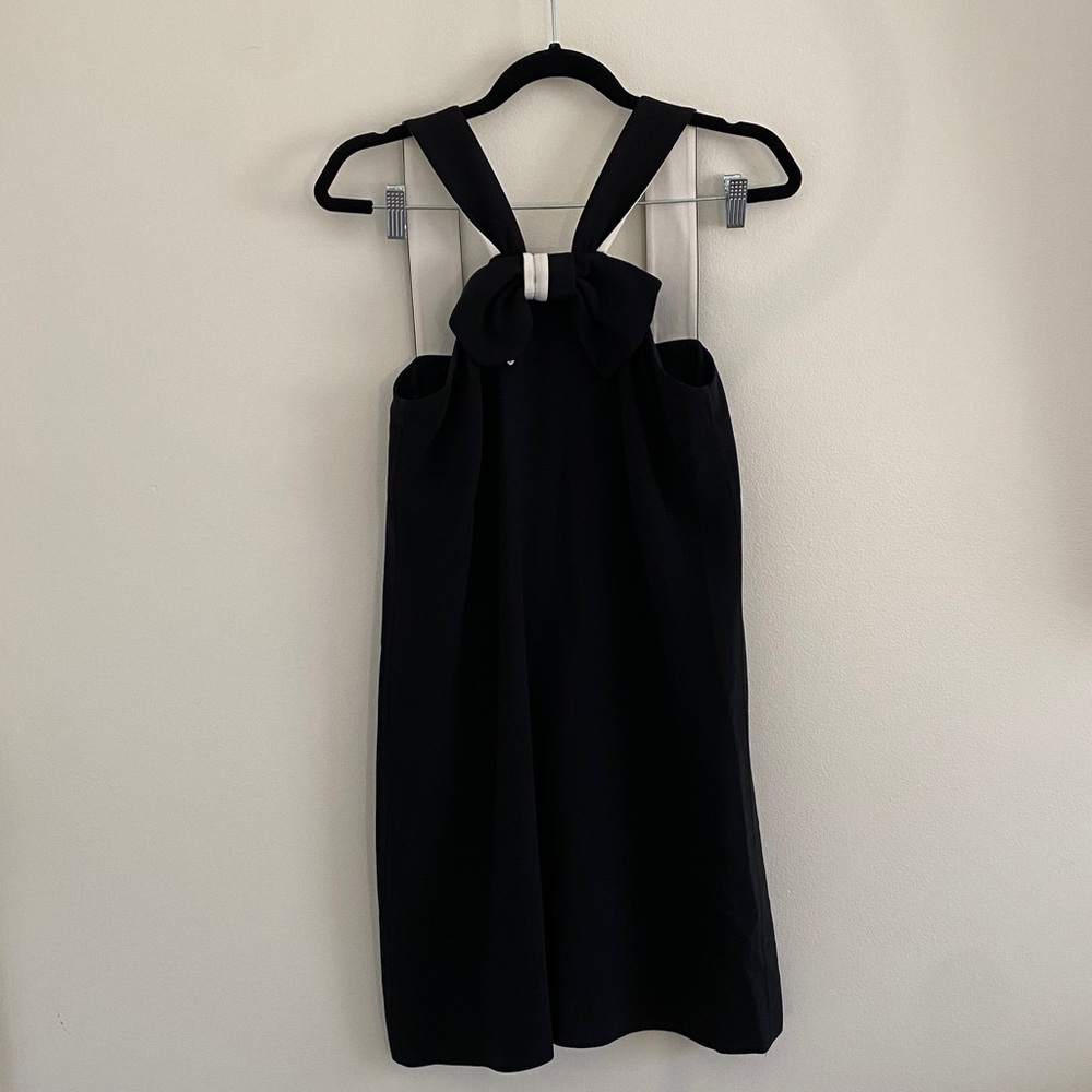 Kate Spade x The Madison Avenue Mini Shift Dress Black and White Bow Size 6